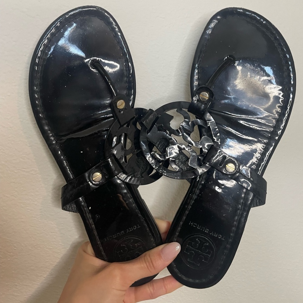 Tory Burch Miller Sandal size 7 patent black